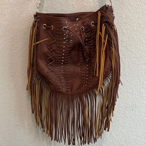 Brown Fringe Leather Bag
